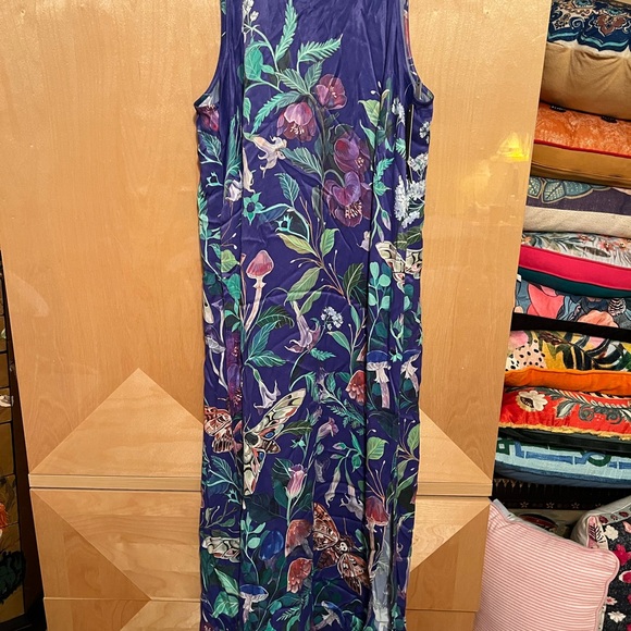 Anthropologie Blue Floral Maxi Dress - Picture 2 of 6